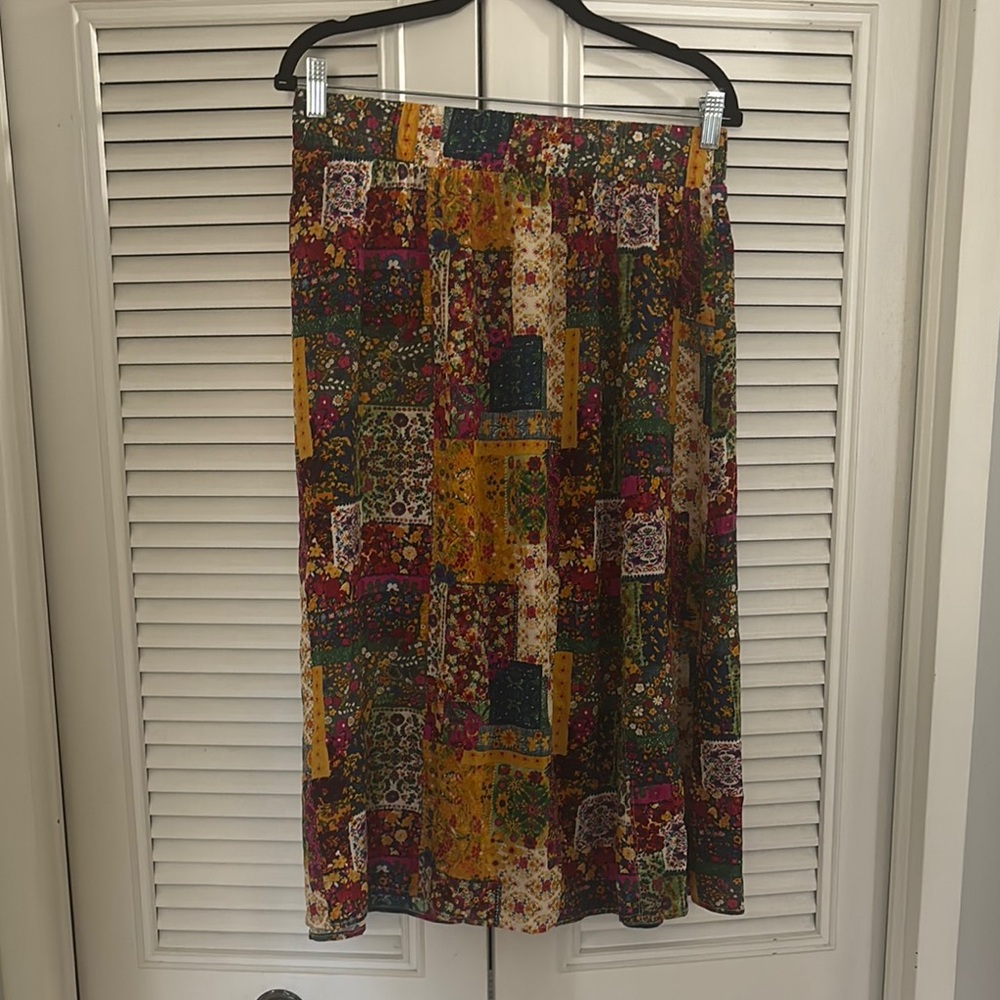 Natural Life Patchwork Floral Midi Skirt